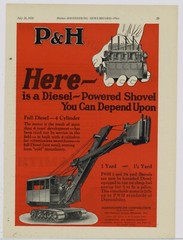 1928 Harnischfeger Co. Ad: P&H Model 700 Diesel Shovel – 1 to 1 1/4 Yard –