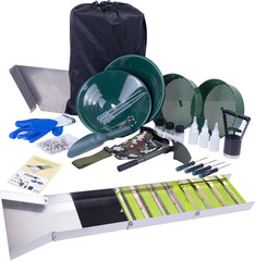 27Pcs Complete Gold Panning Kit with 50&Prime; Folding Sluice Box, Portable Aluminum A